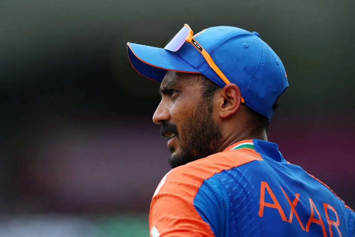 FILE PHOTO: Cricket - ICC T20 World Cup 2024 - Final - India v South Africa - Kensington Oval, Bridgetown, Barbados - June 29, 2024 India's Axar Patel in action REUTERS/Ash Allen/File Photo