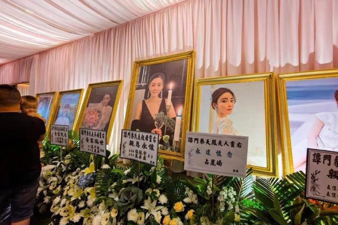 About 150 black-clad guests were seen arriving to pay their last respects as Ms Abby Choi’s remains were loaded onto a hearse.