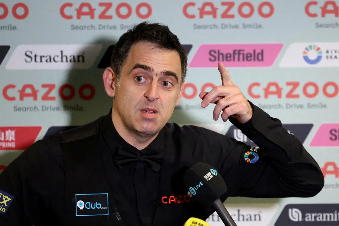 FILE PHOTO: Snooker - World Snooker Championship - The Crucible Theatre, Sheffield, Britain - April 29, 2024 England's Ronnie O'Sullivan during a press conference after winning his second round match against Wales' Ryan Day Action Images via Reuters/Andrew Boyers/File Photo