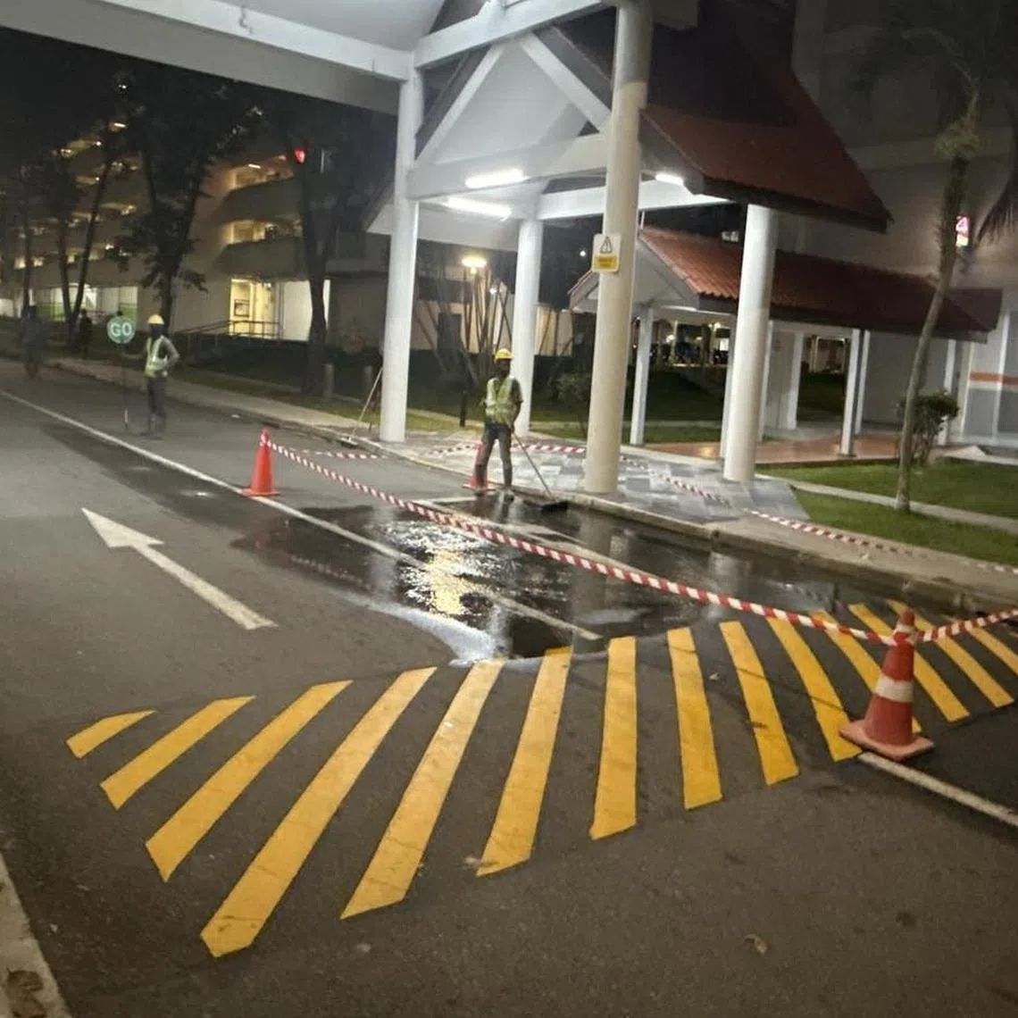 The overflowing manhole in a Eunos neighbourhood was likely caused by a choke in an underground sewage pipe that links to a nearby BTO worksite.
