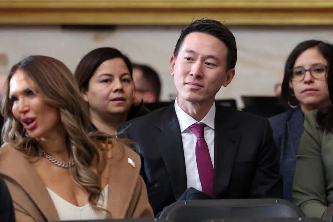 TikTok CEO Shou Zi Chew looks on ahead of the Presidential Inauguration of Donald Trump at the Rotunda of the U.S. Capitol in Washington, U.S., January 20, 2025. REUTERS/Kevin Lamarque/Pool
