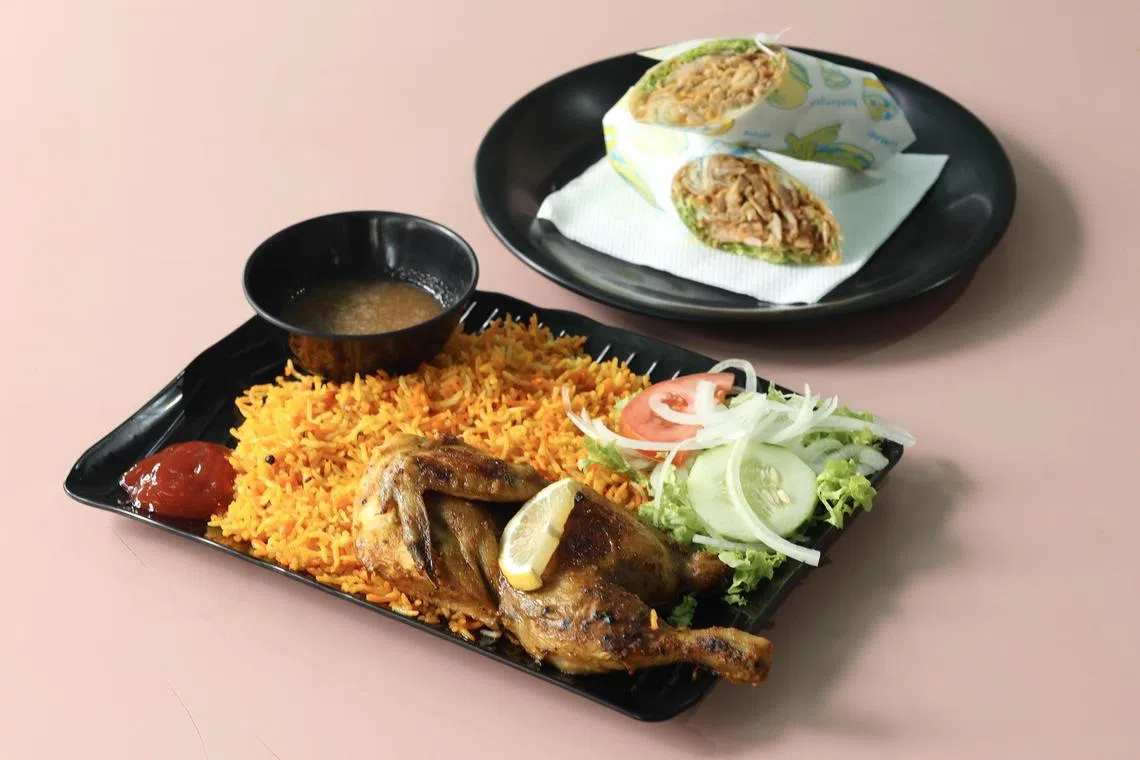 Mandi Rice With Chicken and Kebab Chicken at Mr Kebab Egyptian Delight.
