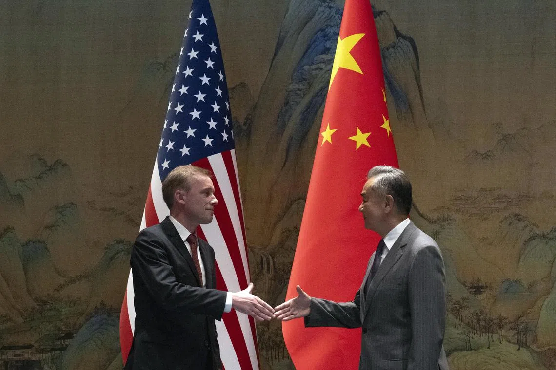 US National Security Adviser Jake Sullivan meeting China’s Foreign Minister Wang Yi in Beijing on Aug 27. 