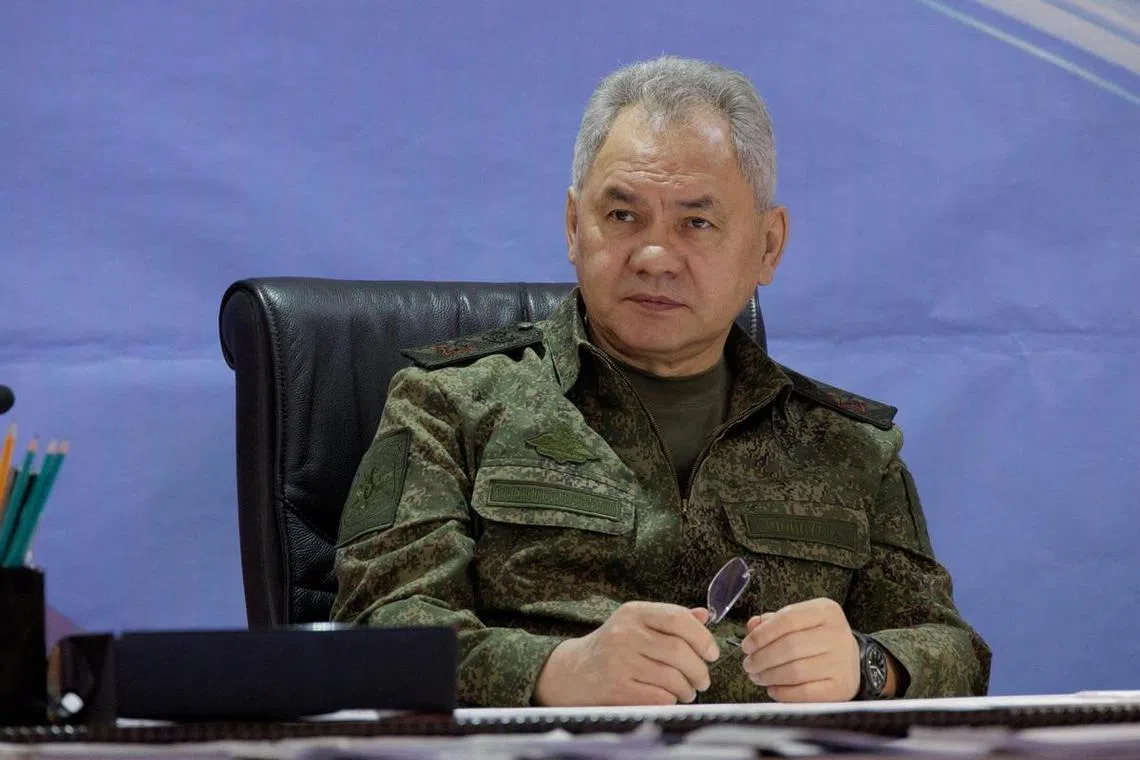 Russian Defence Minister Sergei Shoigu visiting a command post run by Russia’s Zapad (West) military grouping on June 26.