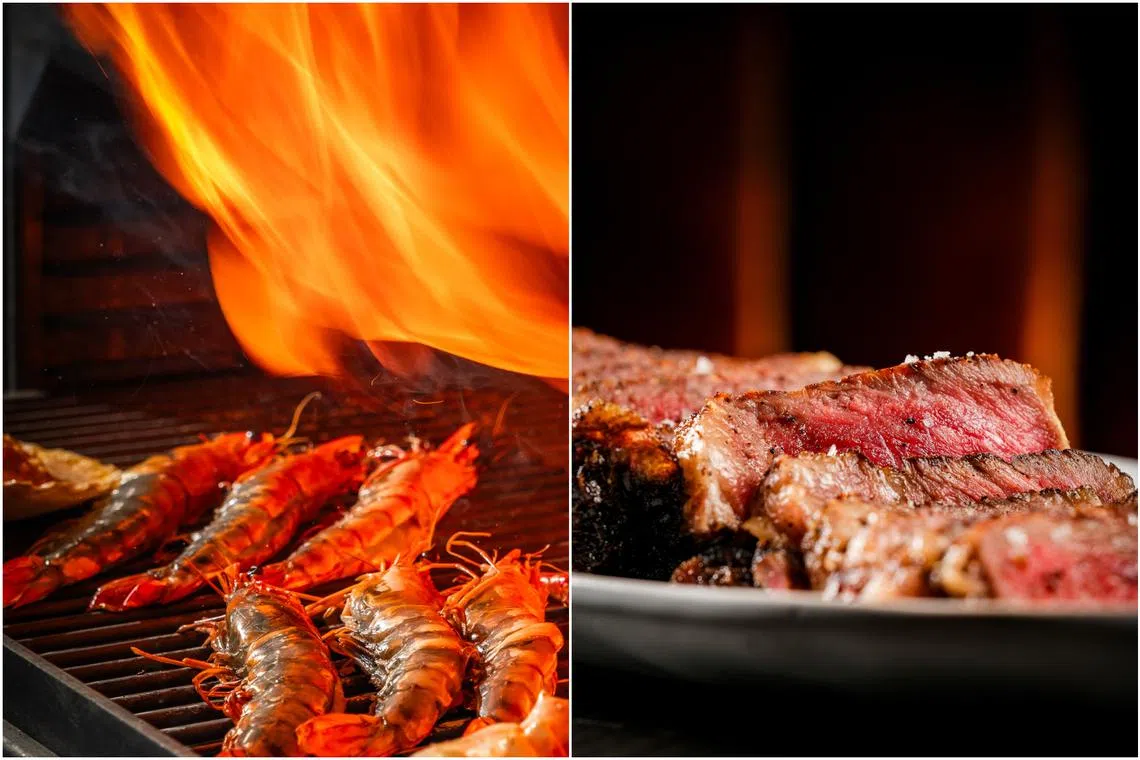 The king prawns with vodka at Christina’s are inspired by the BBQ parties of executive chef Kenny Huang’s childhood. Steaks at Ingleside are also finished on the wood fire grill.