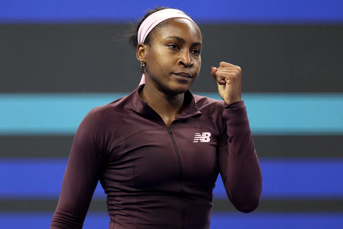 Tennis - China Open - National Tennis Center, Beijing, China - October 5, 2026 Coco Gauff of the U.S. celebrates after winning her round of 32 match against China's Sun Xinran REUTERS/Maxim Shemetov/File Photo