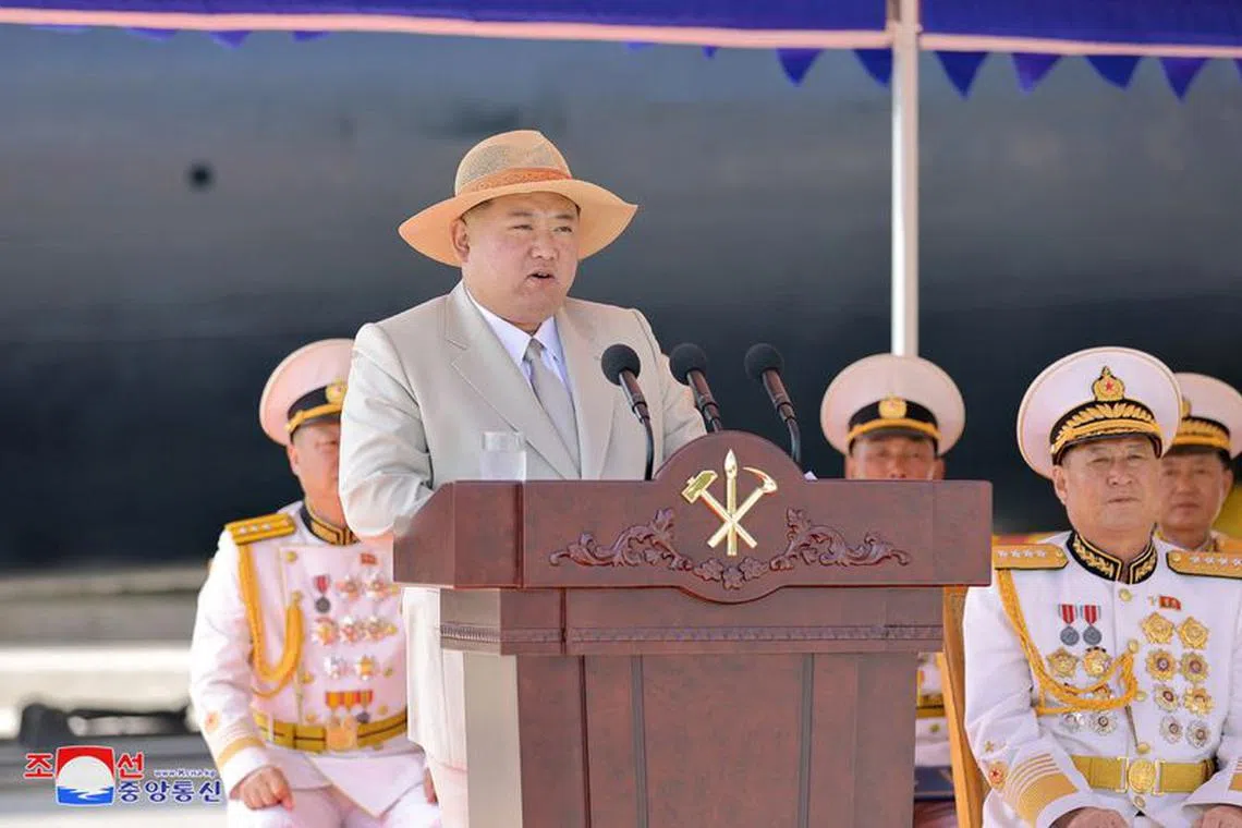 North Korean leader Kim Jong Un attends what state media report was a launching ceremony for a new tactical nuclear attack submarine in North Korea, in this picture released by North Korea's Korean Central News Agency (KCNA) on September 8, 2023.   KCNA via REUTERS/File Photo