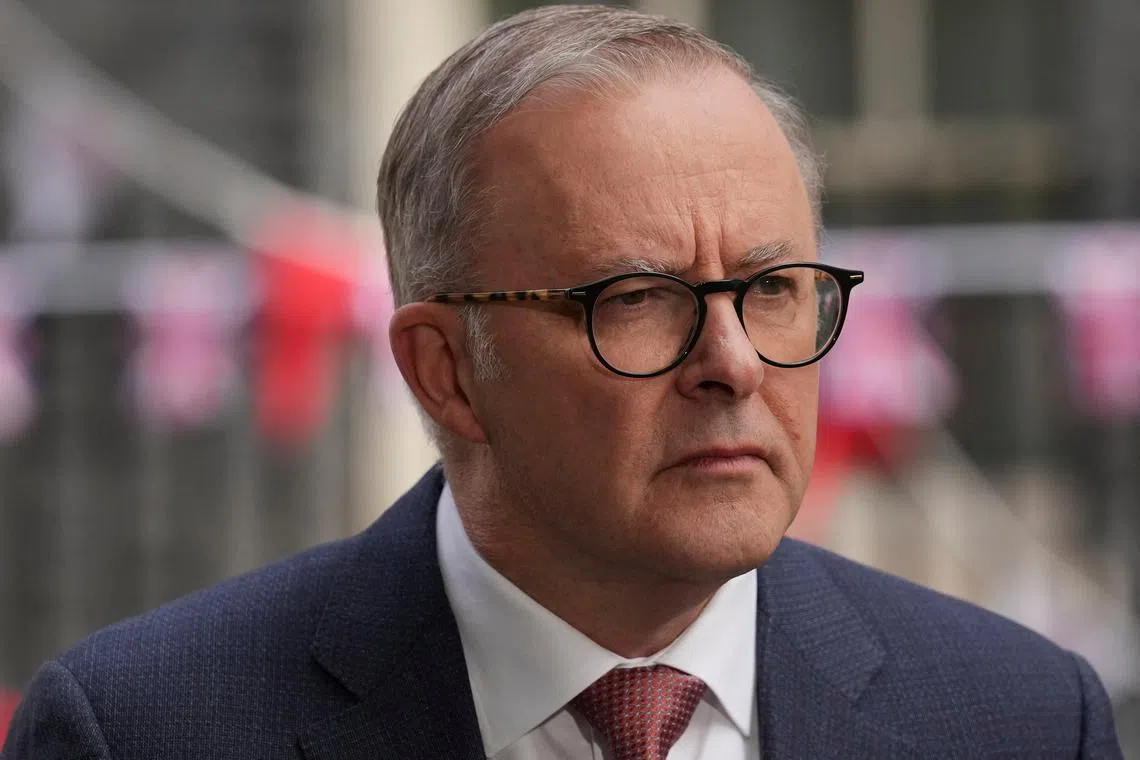 Australian Prime Minister Anthony Albanese looks on as he speaks to the media at Downing Street in London, Britain May 5, 2023. REUTERS/Maja Smiejkowska/File Photo