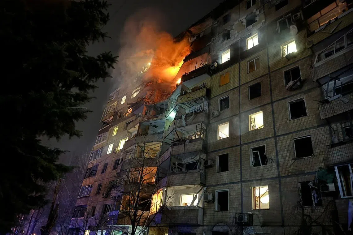 a search for survivors was under way in the city - birthplace of Ukrainian President Volodymyr Zelensky - after a Russian missile slammed into two apartment buildings.