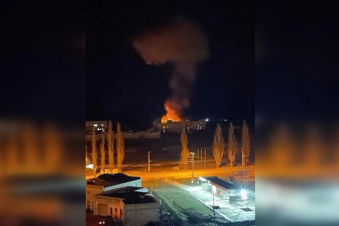 Ukrainian President Volodymyr Zelensky posted a photo on his X account of a Russian attack on Ukraine late on March 18. 