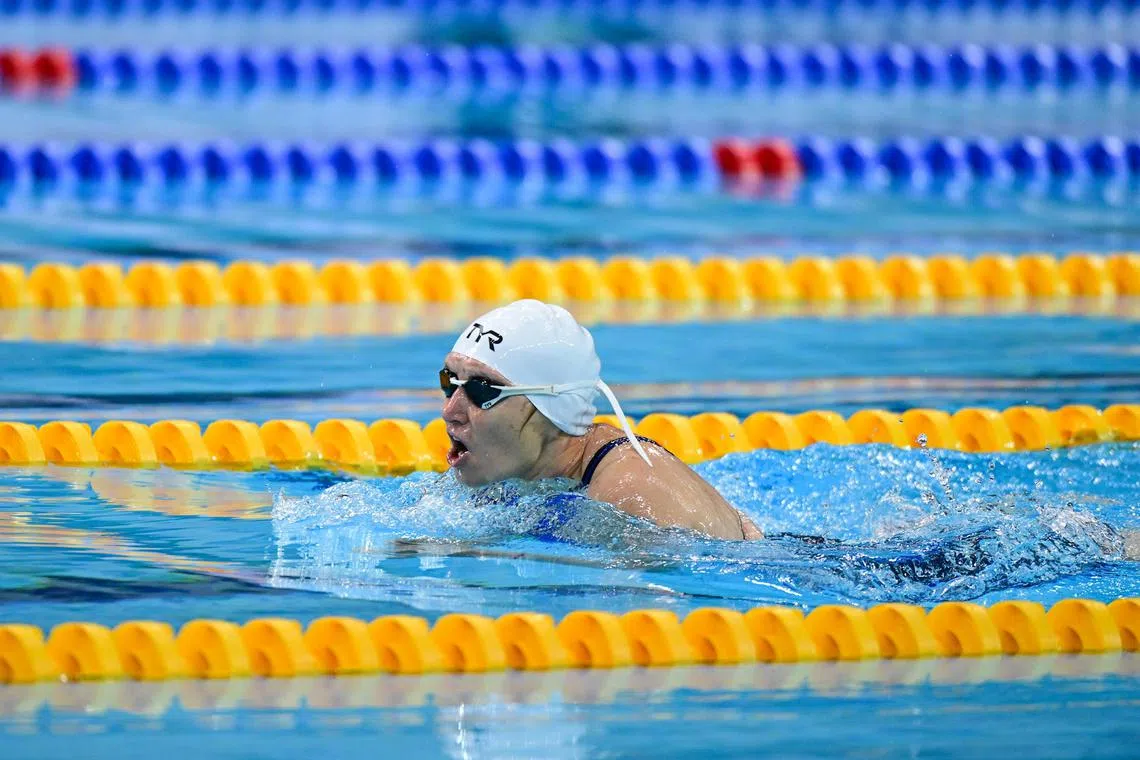 ST20240518_202425883129 mtswim18 Azmi Athni//

Kazakhstan's Zulfiya Gabidullina, first runner-up of the Women's 50m Breaststroke Final, on the second day of Citi Para Swim World Series in Singapore on May 18. 

ST PHOTO: AZMI ATHNI

