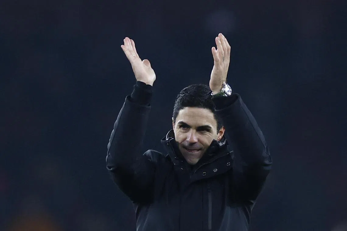 Mikel Arteta's Arsenal are top of the English Premier League on 33 points, two ahead of Liverpool.