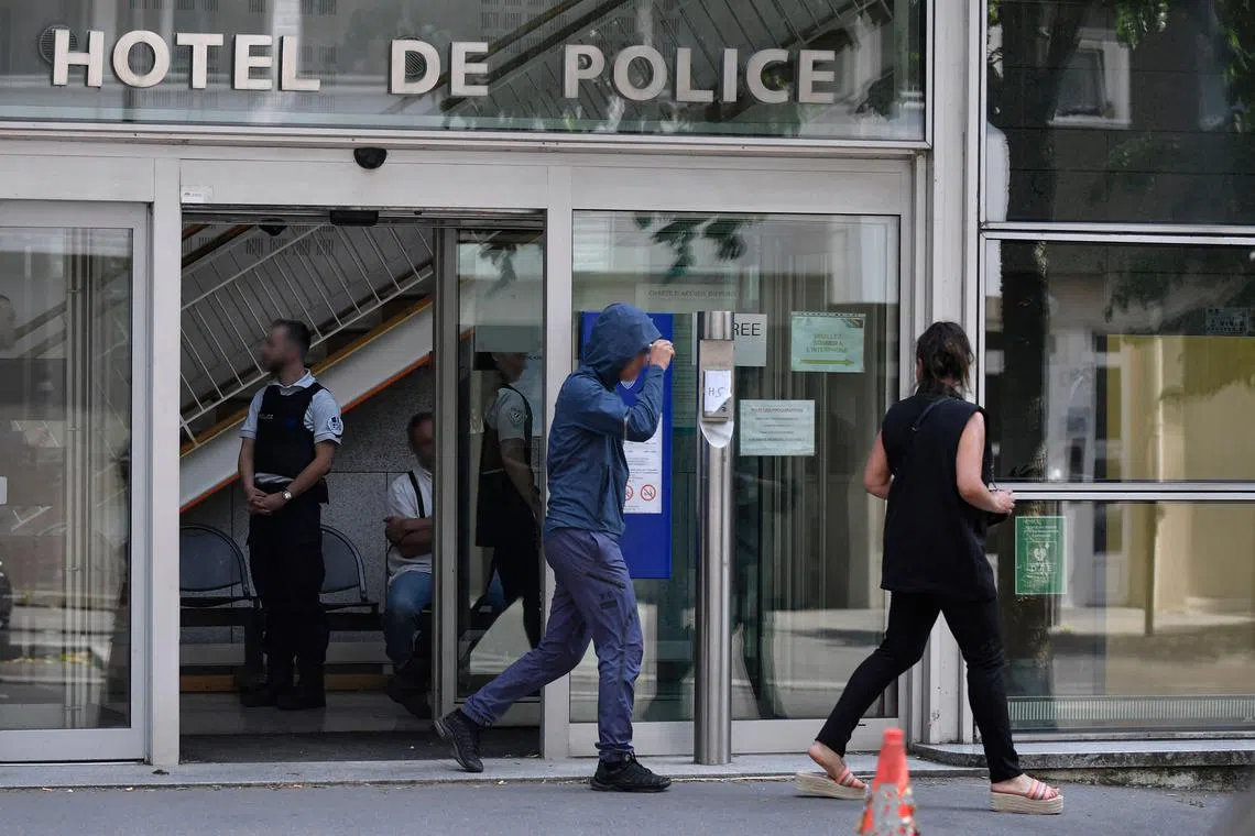 The passenger of the car driven by 17-year-old Nahel M attends a hearing at a police station in Paris, on July 3, 2023.
