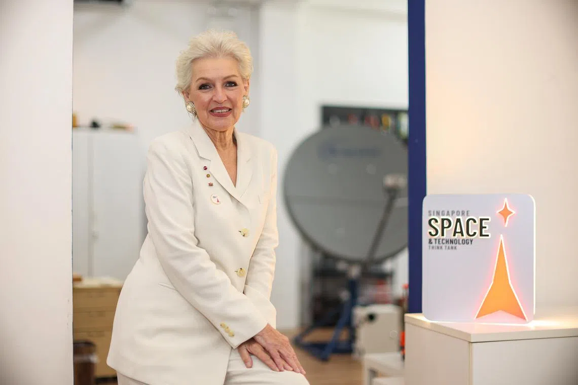 ST20250804_202596200686/khcandace/Brian Teo/Wong Kim Hoh/Profile of Ms Candace Johnson, co-founder of Societe Europeenne des Satellites (SES), at the Kacific Broadband Satellites office on Aug 4, 2025. ST PHOTO: BRIAN TEO