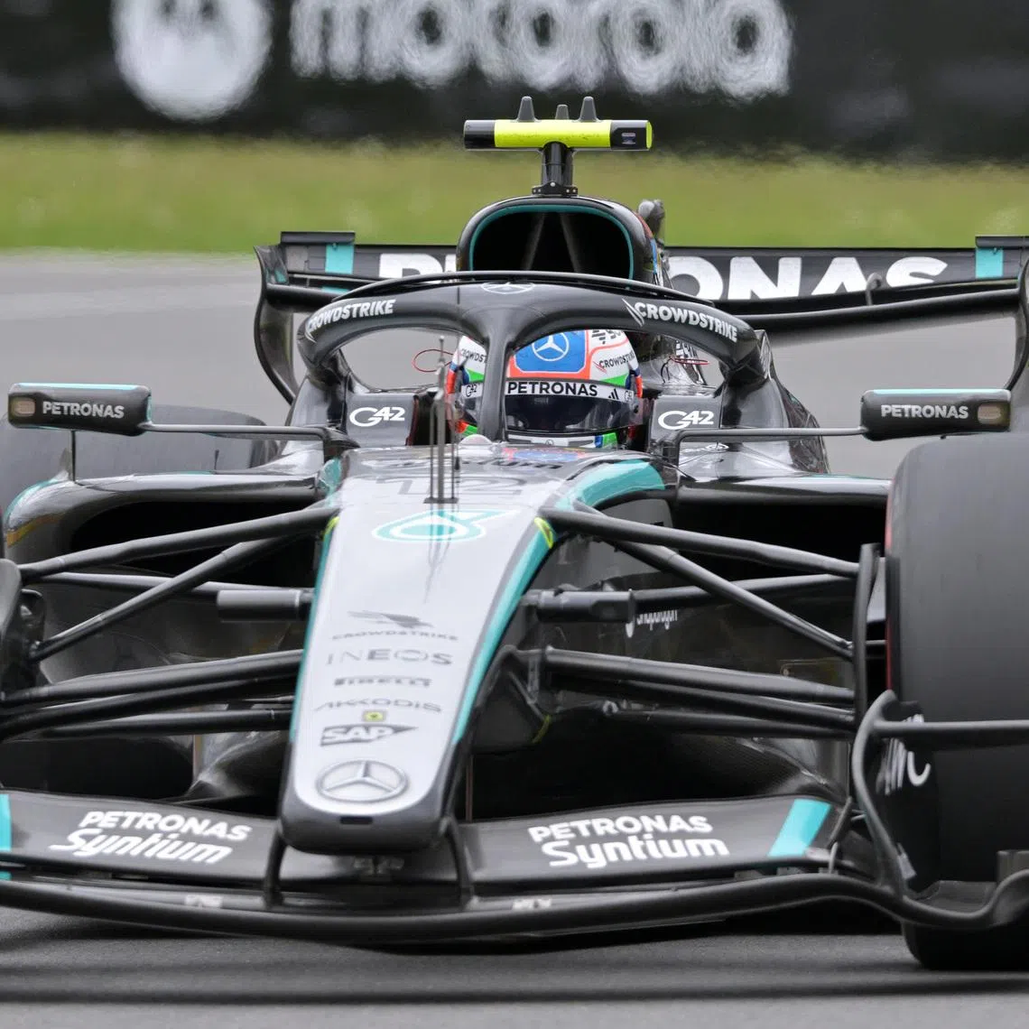 May 24, 2026; Montreal, Quebec, CANADA; Mercedes driver Kimi Antonelli (12) during the Lenovo Grand Prix Du Canada at Circuit Gilles-Villeneuve. Mandatory Credit: Eric Bolte-Imagn Images