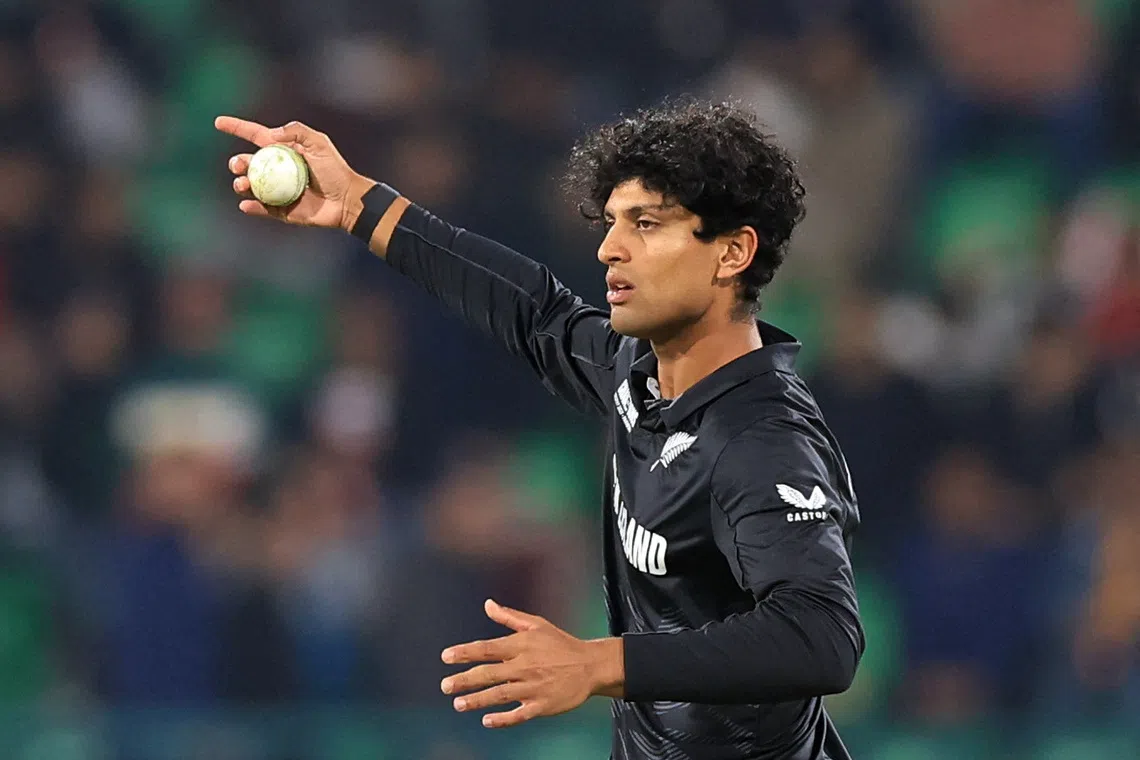 FILE PHOTO: Cricket - ICC Men's Champions Trophy - Semi Final - South Africa v New Zealand - Gaddafi Stadium, Lahore, Pakistan - March 5, 2025 New Zealand's Rachin Ravindra in action REUTERS/Akhtar Soomro/File Photo