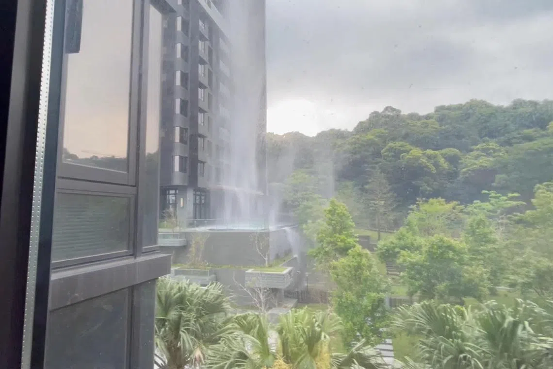 Debris falls from a building during an earthquake just off the eastern coast of Taiwan.