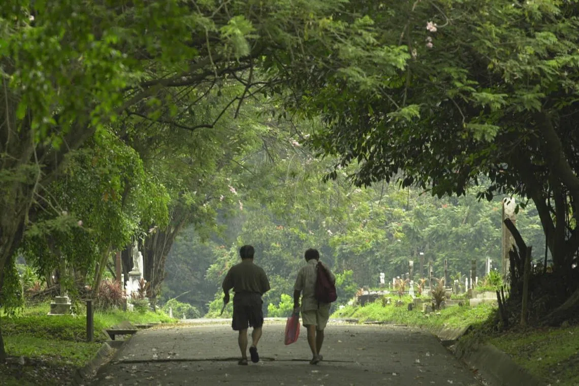 Bidadari, seen in an old photo here, had 147,000 graves within its Muslim, Christian, and Hindu burial grounds.