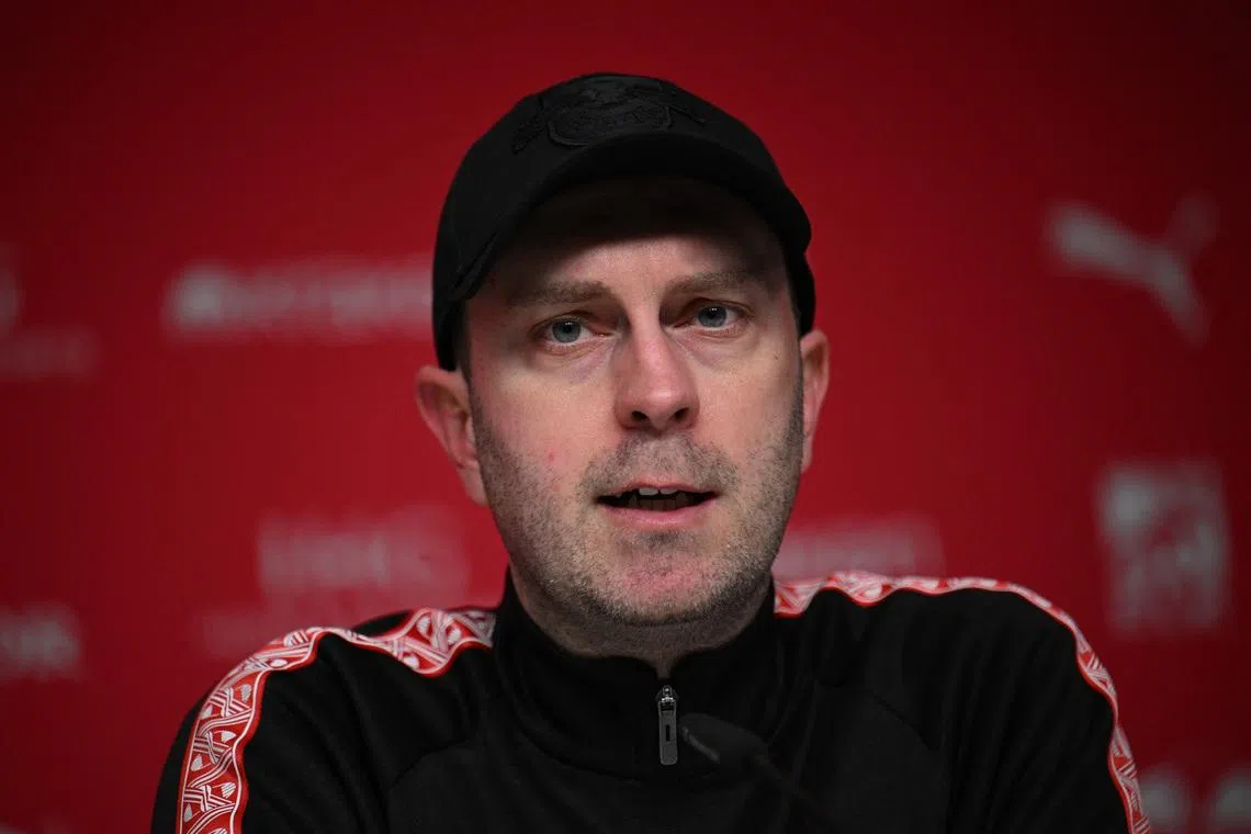 Soccer Football - Bundesliga - RB Leipzig v 1. FC Union Berlin - Red Bull Arena, Leipzig, Germany - April 24, 2026 RB Leipzig coach Ole Werner during the press conference after the match REUTERS/Annegret Hilse