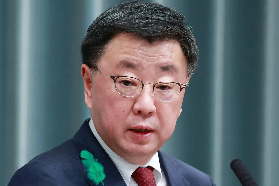 Japan's Chief Cabinet Secretary Hirokazu Matsuno holds a press conference on the situation in Sudan at the prime minister's office in Tokyo on April 19, 2023. (Photo by JIJI Press / AFP) / Japan OUT