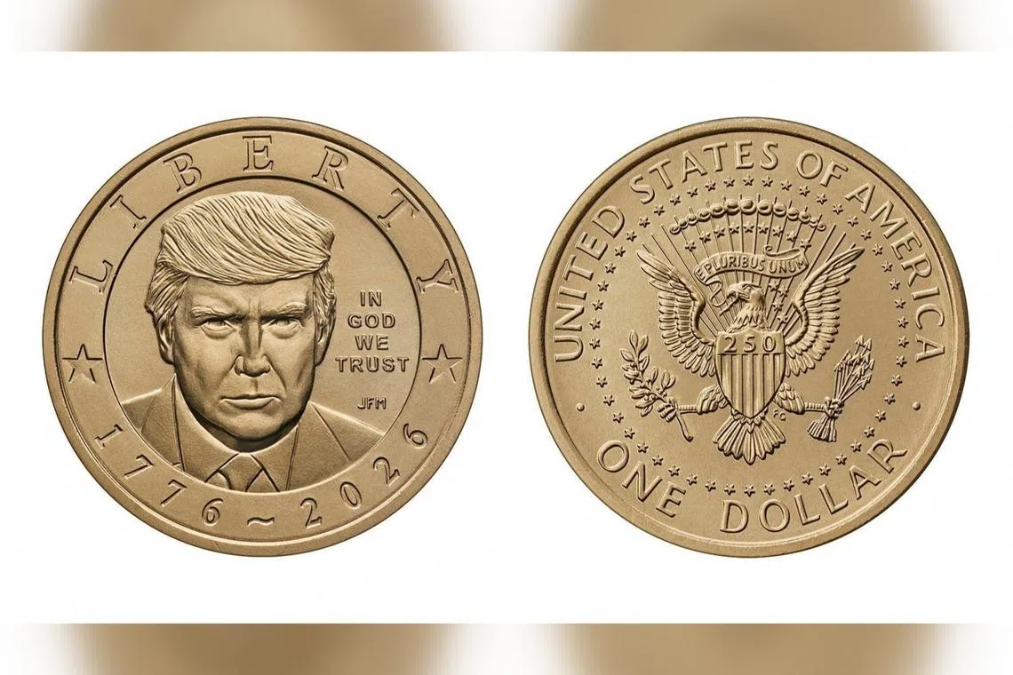 An illustration of a new coin, featuring US President Donald Trump, released by the Department of Treasury.