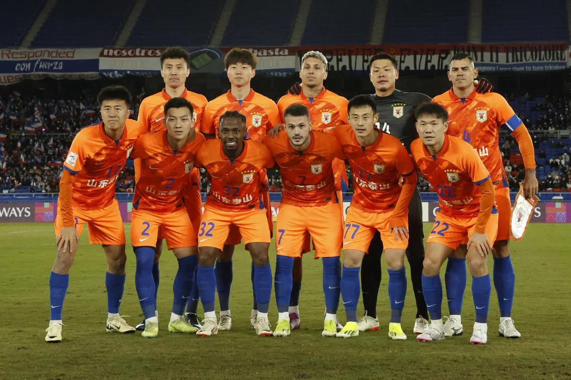 FILE PHOTO: Soccer Football - Asian Champions League - Quarter Final - Second Leg - Yokohama F Marinos v Shandong Taishan - Nissan Stadium, Yokohama, Japan - March 13, 2024 Shandong Taishan players pose for a team group photo before the match REUTERS/Androniki Christodoulou/File Photo