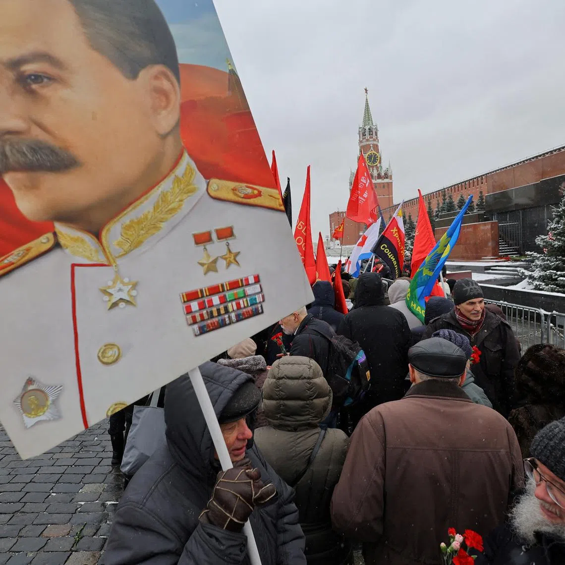 FILE PHOTO: Supporters of the Russian Communist Party attend a ceremony marking the 70th anniversary of Soviet leader Josef Stalin's death in Red Square in Moscow, Russia March 5, 2023. REUTERS/Evgenia Novozhenina/File Photo