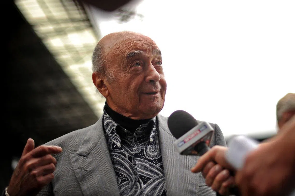 Mohammed Al-Fayed speaks to media at Fulham's Craven Cottage ground in London on Aug 3, 2010.