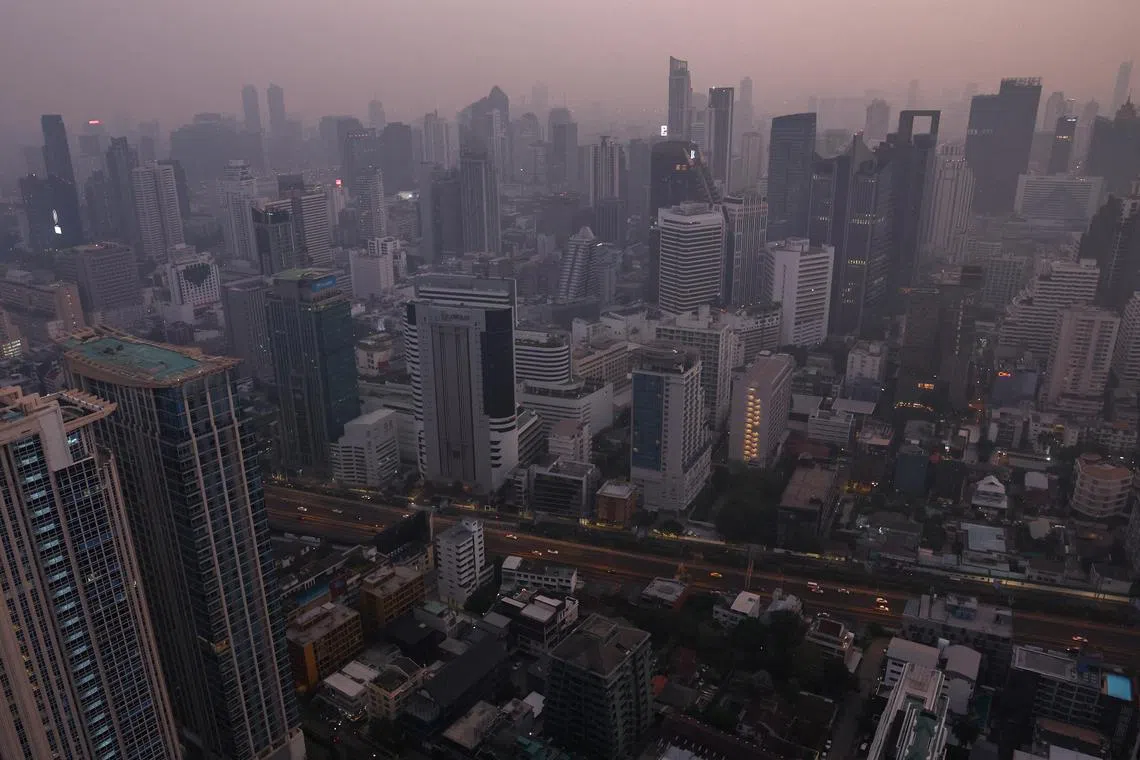 A view of the city amid air pollution in Bangkok, Thailand, February 15, 2024. REUTERS/Athit Perawongmetha
