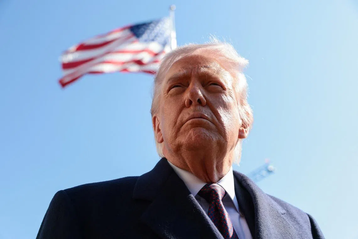 US President Donald Trump speaking to the media outside the White House, en route to Texas, on Feb 27.