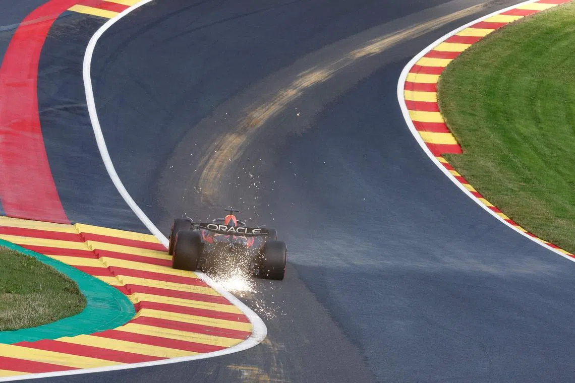 Red Bull's Max Verstappen competes during qualifying for the Belgian Grand Prix.