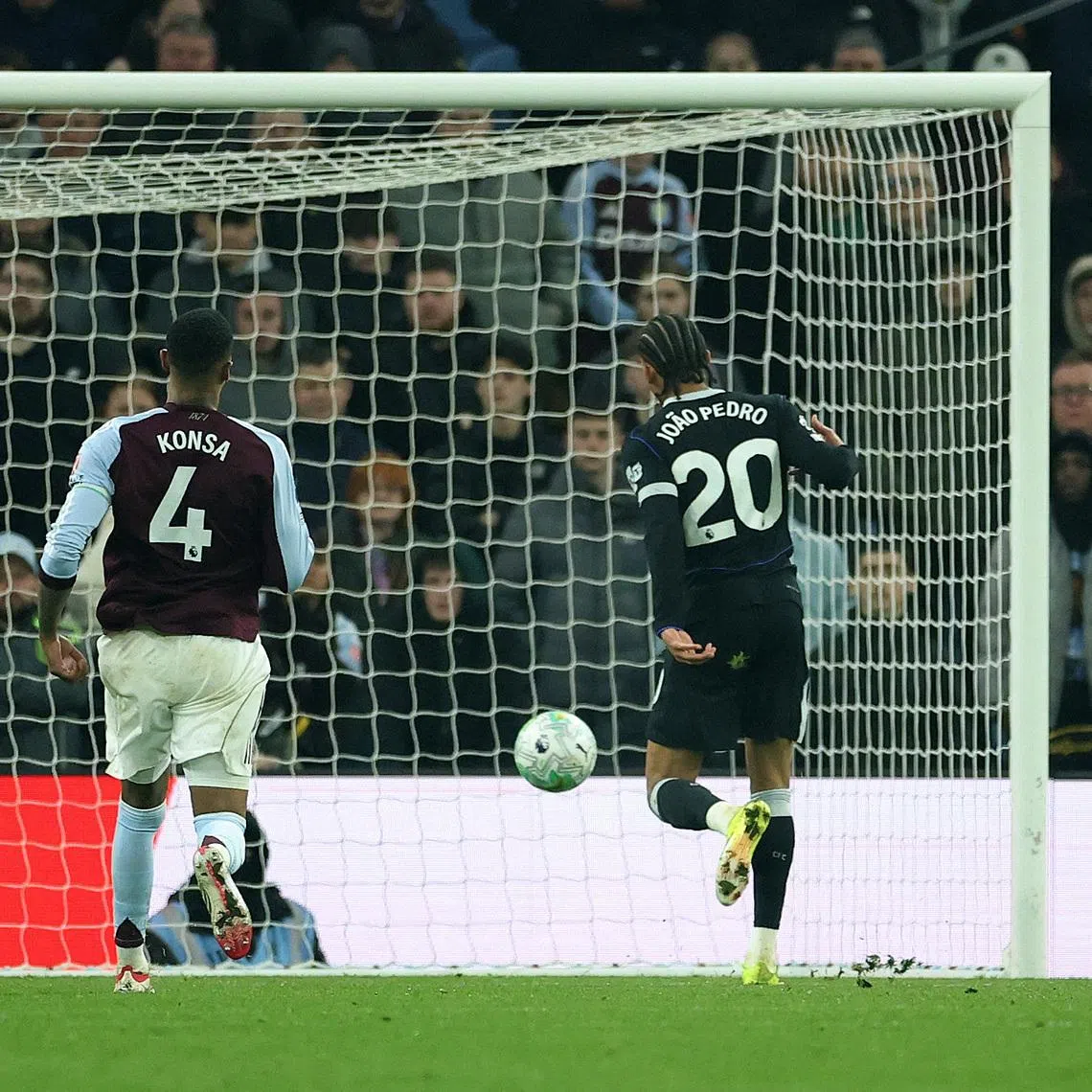 Soccer Football - Premier League - Aston Villa v Chelsea - Villa Park, Birmingham, Britain - March 4, 2026 Chelsea's Joao Pedro scores their fourth goal to complete a hat-trick Action Images via Reuters/Andrew Boyers