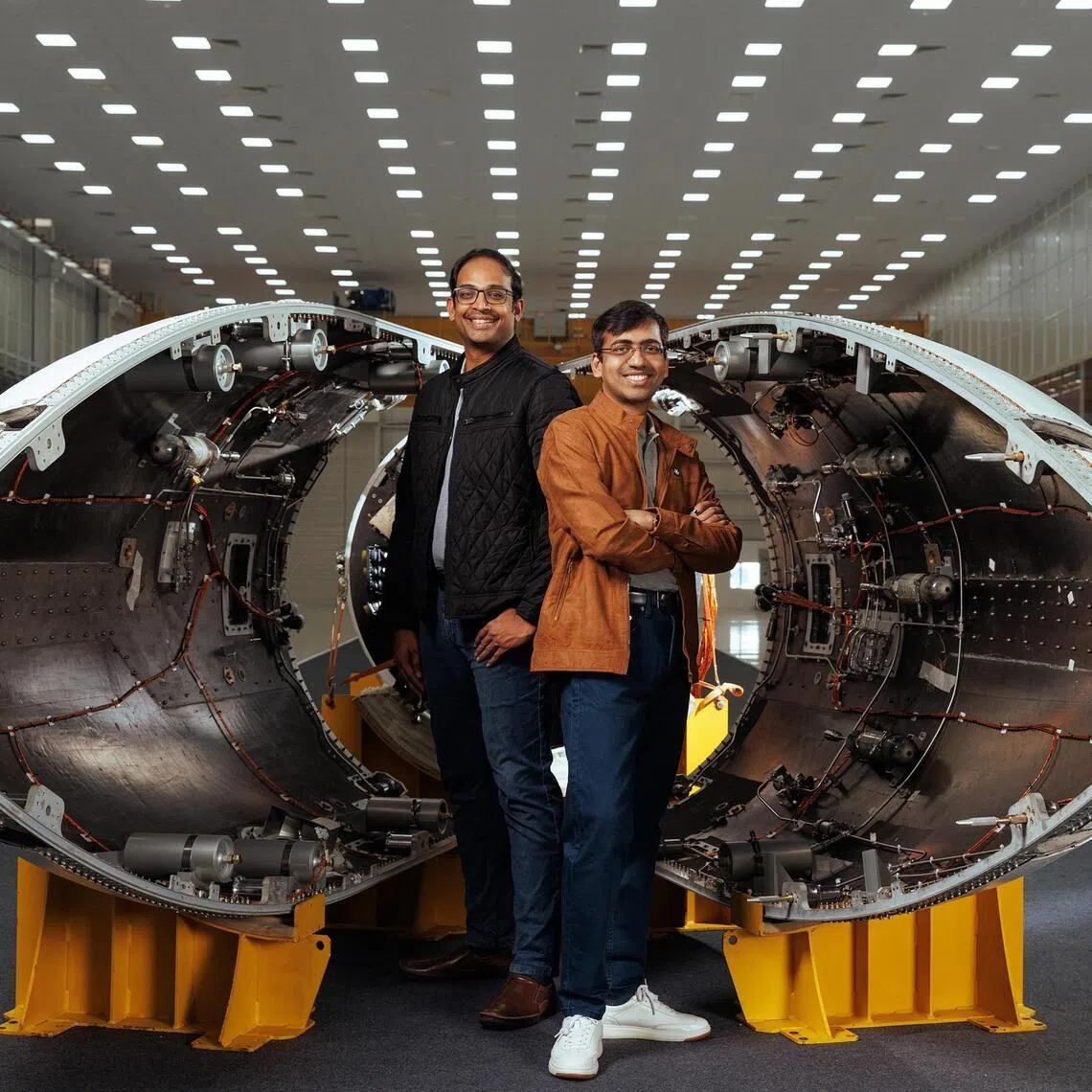 Skyroot co-founders Naga Bharat Deka (left) and Pawan Kumar Chandana have developed India’s first private orbital rocket.