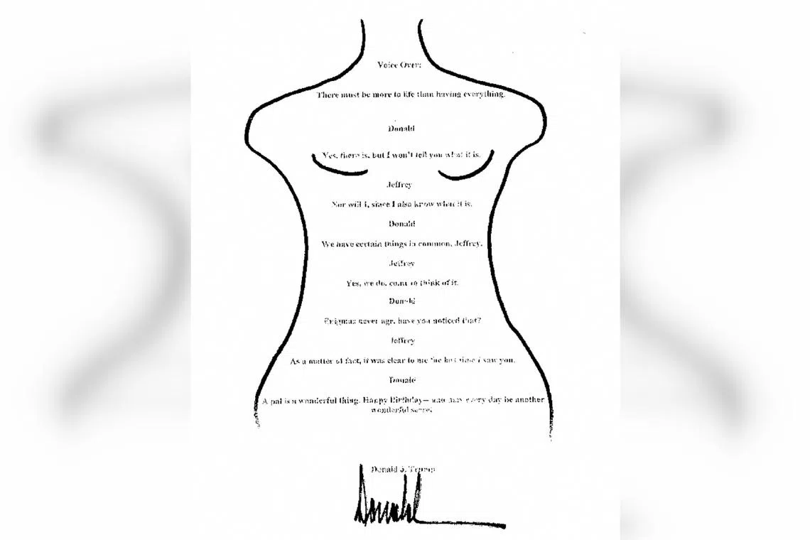 A birthday letter that US President Donald Trump allegedly wrote to sex offender Jeffrey Epstein more than 20 years ago appears to have been signed by Mr Trump, but he has denied doing so. 