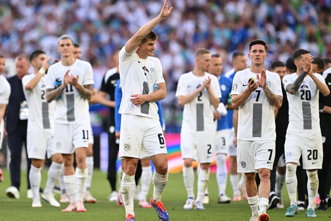 Soccer Football - Euro 2024 - Group C - Slovenia v Denmark - Stuttgart Arena, Stuttgart, Germany - June 16, 2024 Slovenia's Jaka Bijol reacts after the match REUTERS/Angelika Warmuth
