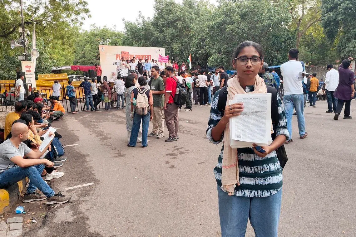 Naureen Sabba, 26 and a member of the Disha Students' Organisation, says the campaign to reform India's educational system must be taken beyond the protest site in New Delhi to the grassroots. Credit: Debarshi Dasgupta