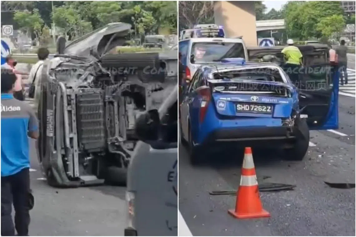 In social media footage showing the accident’s aftermath, one of the vans is seen flipped on its side. 