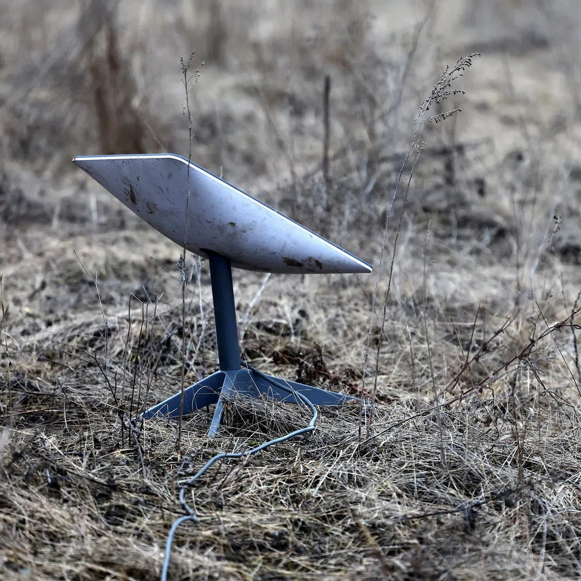 A Starlink satellite internet system near the frontline town of Bakhmut amid Russia's attack on Ukraine, Donetsk region, Ukraine March 8, 2023. REUTERS/Lisi Niesner/File Photo