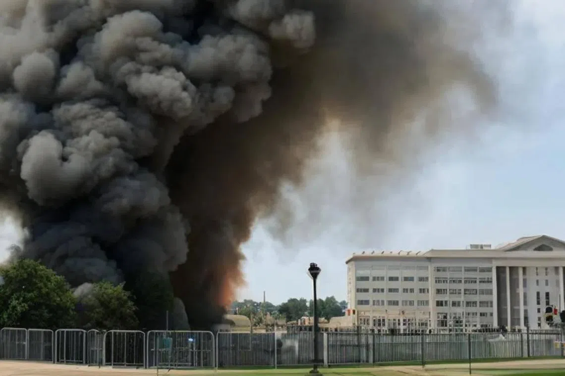 The fake photo showed a large plume of smoke that a Facebook user claimed was near the US military headquarters in Virginia.