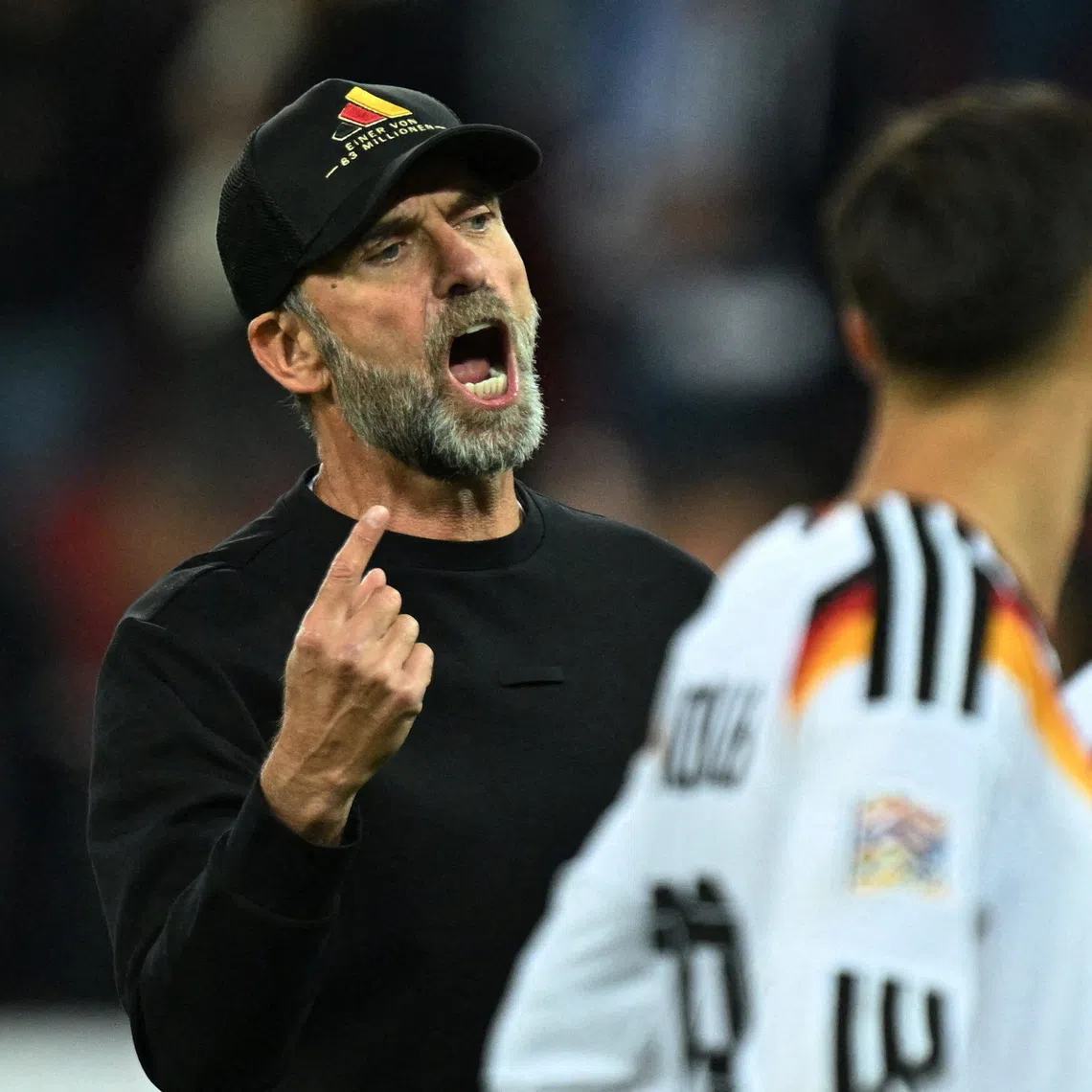 Germany coach Jurgen Klopp reacts after the Nations League Group A2 match, where his team lost 1-0 to Greece in Augsburg, Germany.