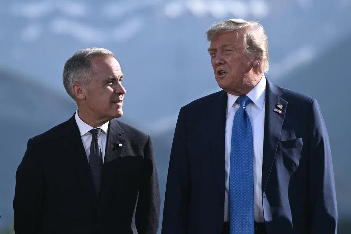 US President Donald Trump said he had a “very nice conversation” on Oct 29 with Canadian Prime Minister Mark Carney (right).