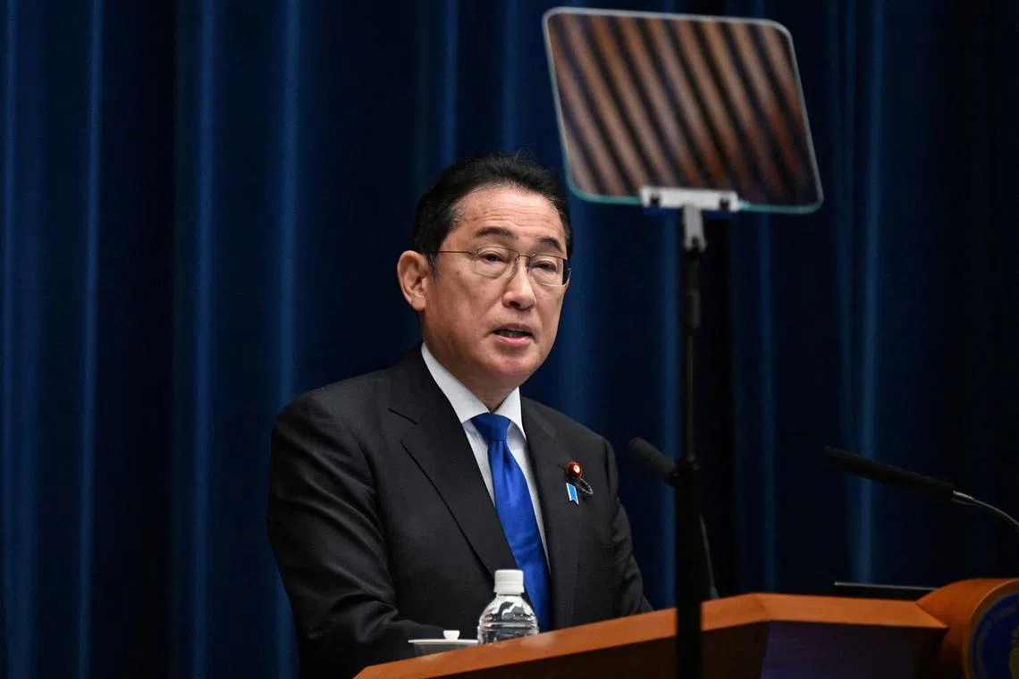 FILE PHOTO: Japan's Prime Minister Fumio Kishida speaks during a press conference at the prime minister's office in Tokyo on August 14, 2024.  PHILIP FONG/Pool via REUTERS/File Photo