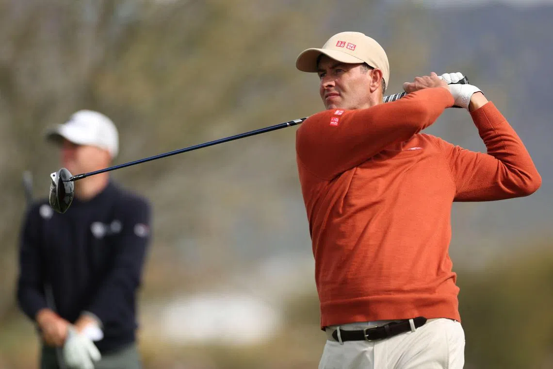Adam Scott of Australia playing his shot from the 13th tee during the second round of the Phoenix Open on Feb 9