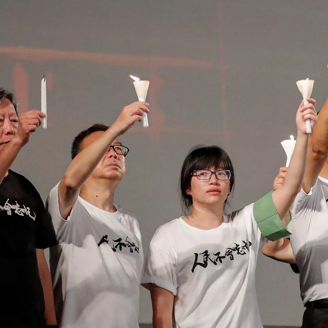 Pro-democracy activists Lee Cheuk-yan (far left) and Chow Hang-tung (third from left) have been behind bars since 2021.