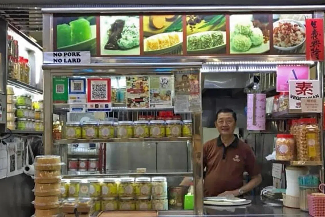 Mr Harry Tan at his stall which was renamed HarriAnns Nonya Table in 2018.