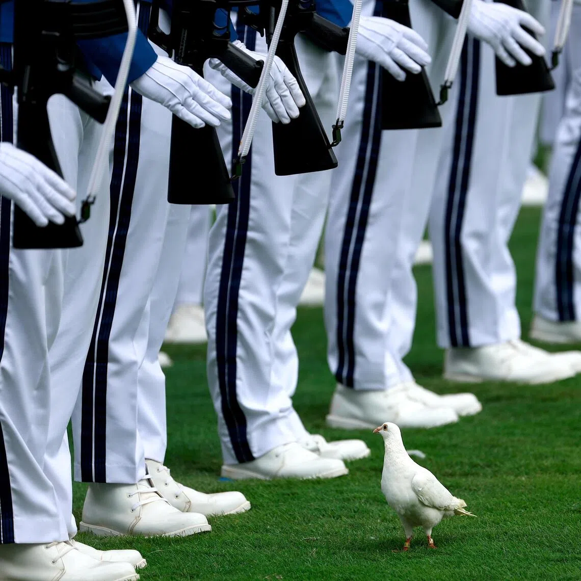 Military cadets stand guard during a ceremony marking the 81st anniversary of Indonesia’s Independence at the Presidential Palace in Jakarta, Indonesia, on Aug 17.