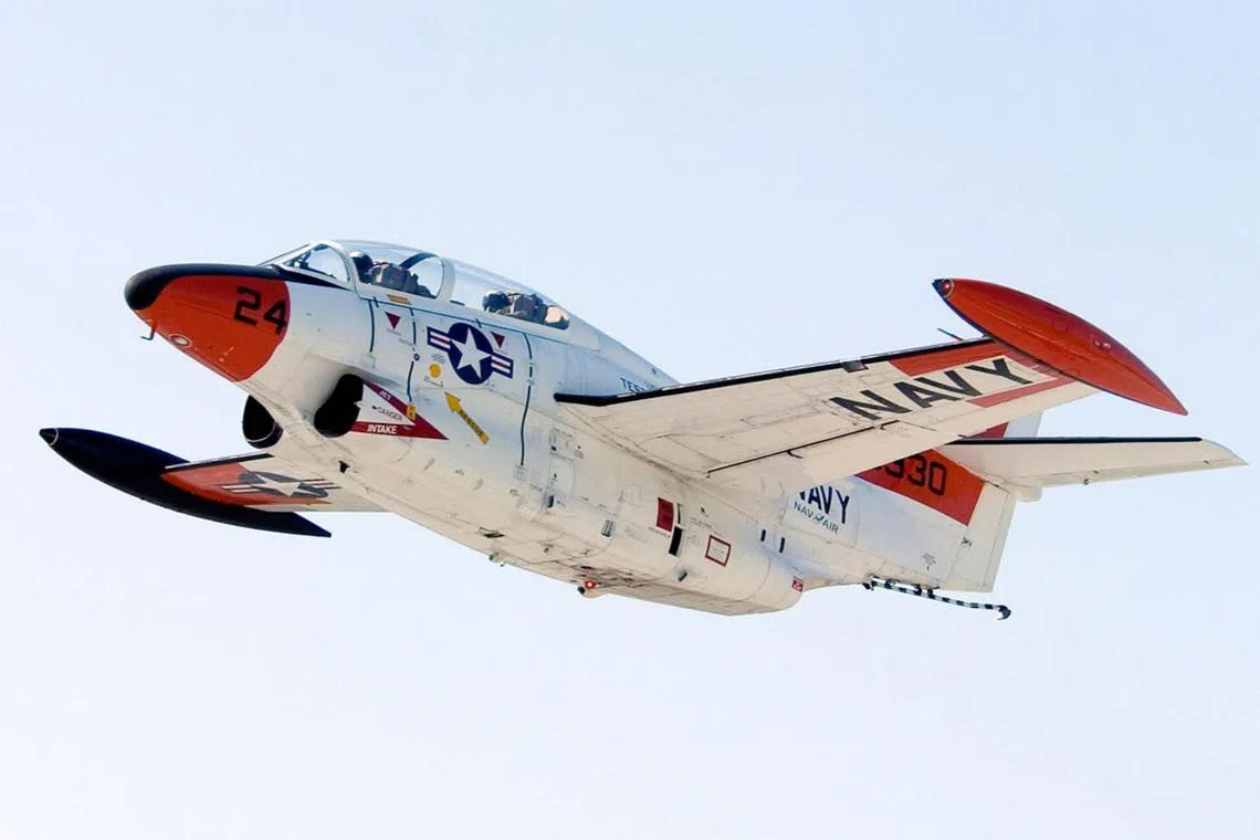 A T-2 Buckeye aircraft was purchased from a US aircraft dealer for this training, by providing false information.