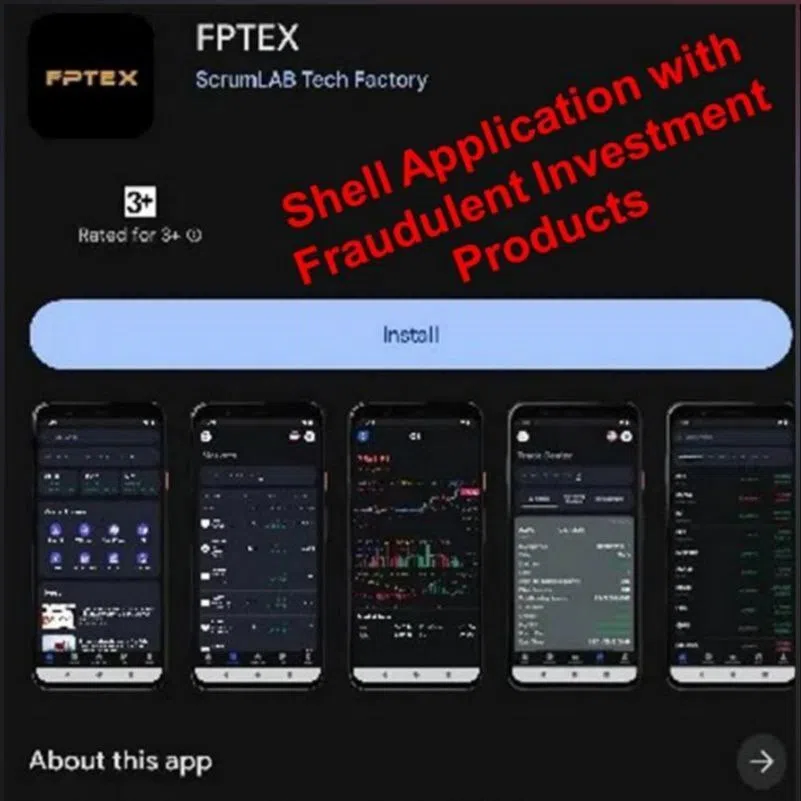Fraudulent investment applications as seen on app stores.