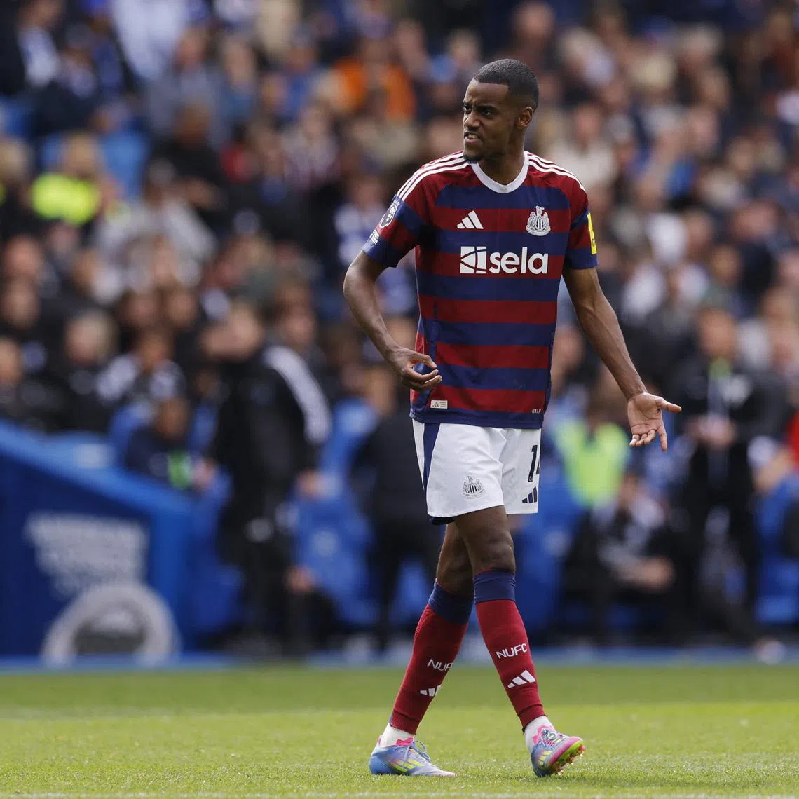 FILE PHOTO: Soccer Football - Premier League - Brighton & Hove Albion v Newcastle United - The American Express Community Stadium, Brighton, Britain - May 4, 2025 Newcastle United's Alexander Isak reacts Action Images via Reuters/Andrew Couldridge/File Photo