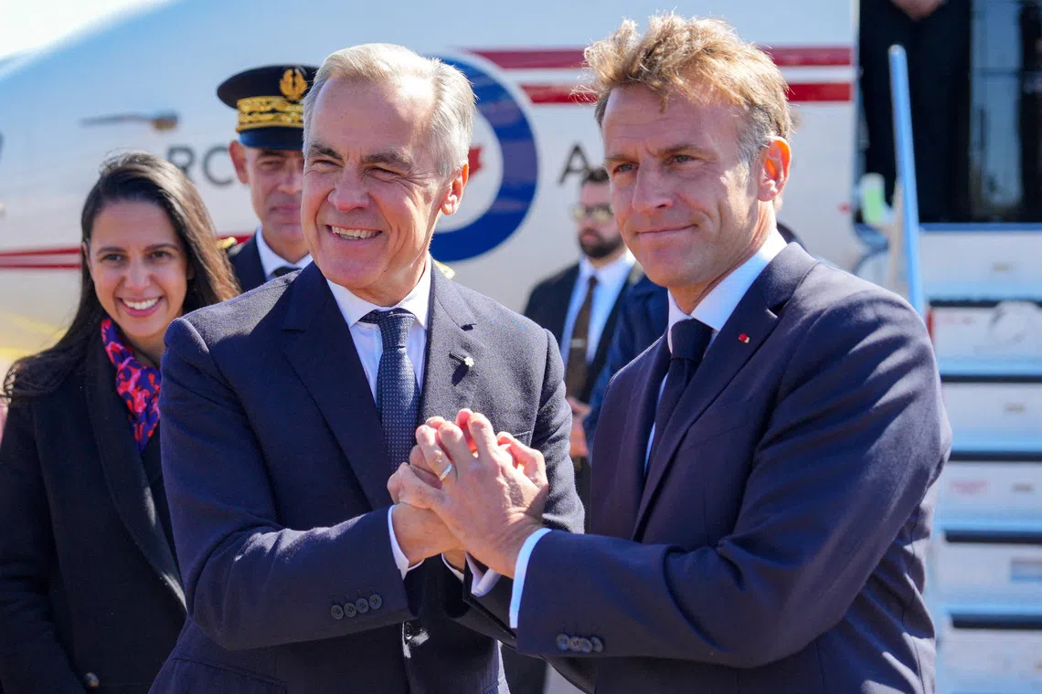 France’s President Emmanuel Macron and Canada’s Prime Minister Mark Carney meet in the small French territory of Saint Pierre and Miquelon, France on Sept 20, 2026.